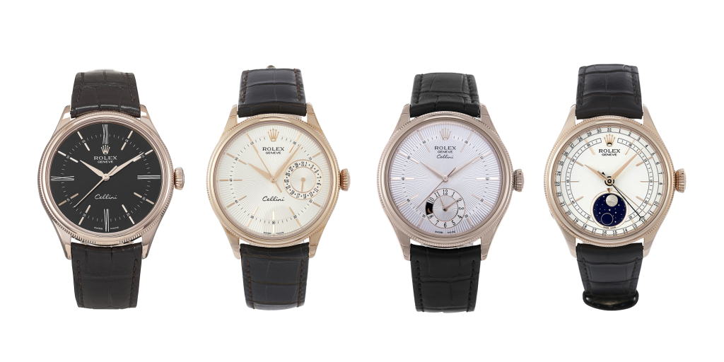 The Rolex Cellini Time, Date, Dual Time, and Moonphase respectively.