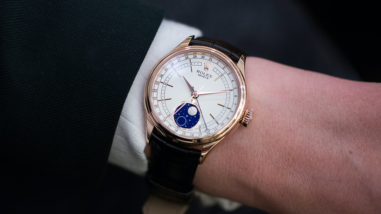 A Rolex Cellini Moonphase on the wrist (source: HODINKEE)